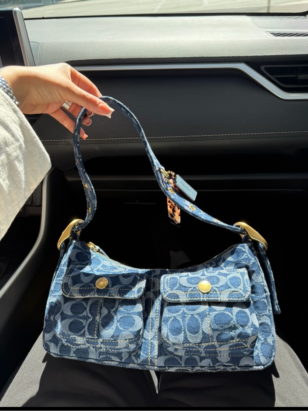Coach Coachtopia cargo shoulder bag in upcrafted signature denim
